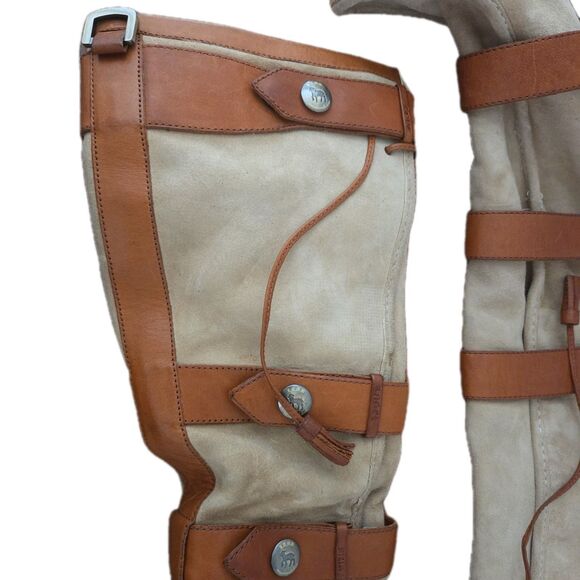 RARE NEW L.A.M.B Gwen Stefani Suede Leather Platform Knee High Wedge Boots Sz 7 - Picture 6 of 16